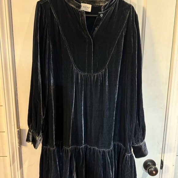Wrap London Charcoal Velvet silk dress - Picture 1 of 4